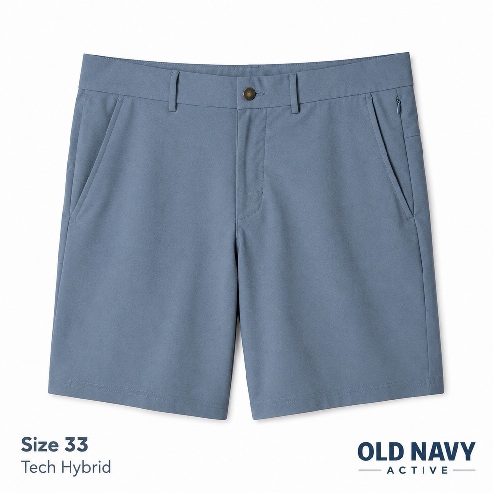 Old Navy Active Tech Hybrid 8" Shorts Men's Size 33 4-Way Stretch Blue Golf